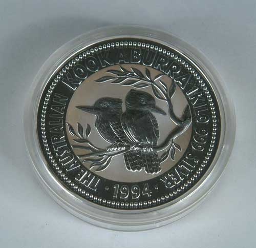 Appraisal: COIN AUSTRALIAN ONE KILO SILVER KOOKABURRA silver piece SIZE diameter