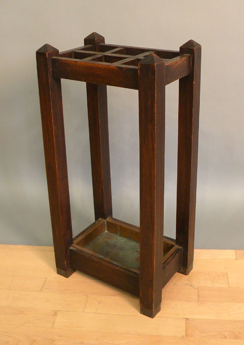 Appraisal: Mission oak umbrella stand early th c h l d