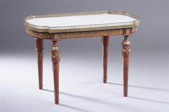 Appraisal: LOUIS XVI FRUITWOOD MARBLE-TOP TABLE late th century with original