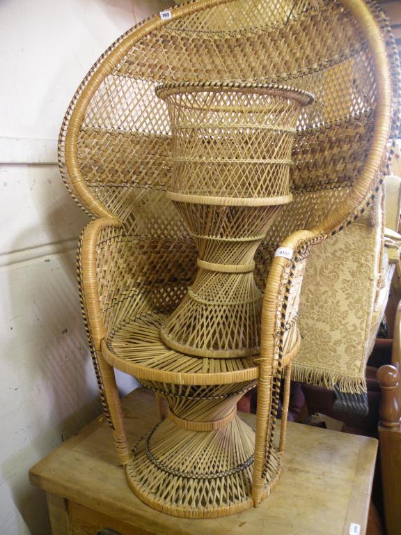 Appraisal: A rattan chair and matching plant stand