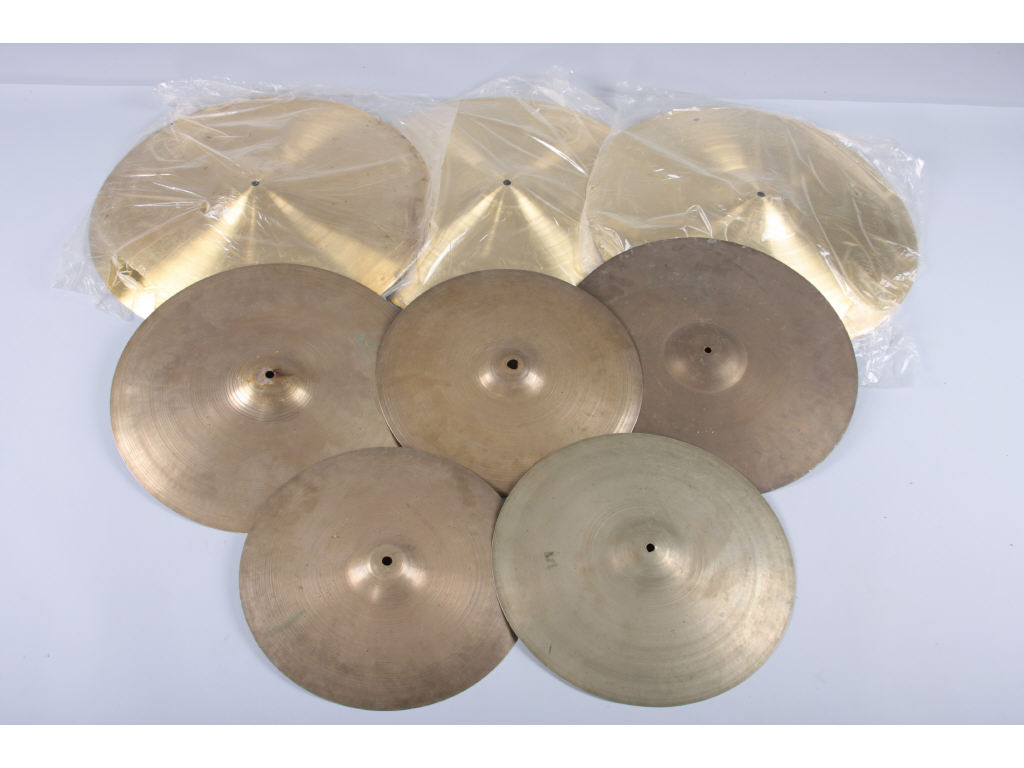 Appraisal: Eight Large Brass Cymbals lot includes three cymbals stamped ROYCE