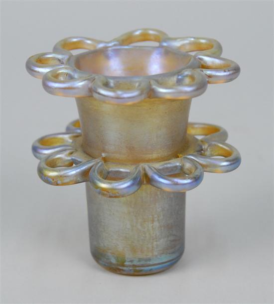 Appraisal: TIFFANY FAVRILLE GLASS FLOWER HOLDER signed and numbered L C