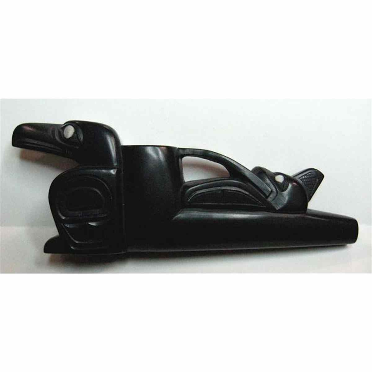 Appraisal: GLEN POLLARD CANADIAN - HAIDA RAVEN AND KILLER WHALE ARGILLITE