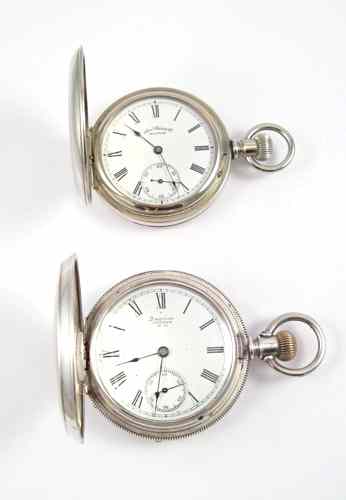 Appraisal: TWO AMERICAN WALTHAM HUNTER CASE POCKET WATCHES A model size