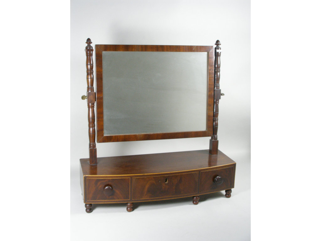 Appraisal: Federal Gentleman's Inlaid Dressing Mirror c possibly Philadelphia mahogany veneer