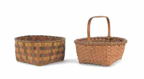 Appraisal: Woodlands painted basket h w together with a gathering basket