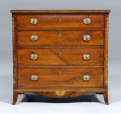 Appraisal: Highly inlaid Federal chest figured walnut veneers with poplar secondary