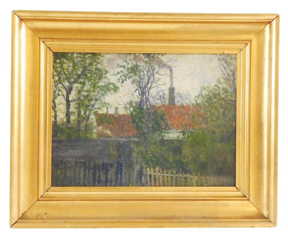 Appraisal: Georg Achen Danish - Village Scenery oil on canvas impressionistic