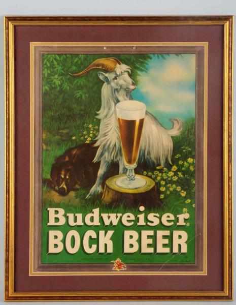 Appraisal: Budweiser Bock Beer Lithograph Some bends and tears to upper