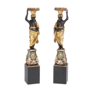 Appraisal: Pair of Italian Parcel Gilt Carved Wood Blackamoor Figures Matched