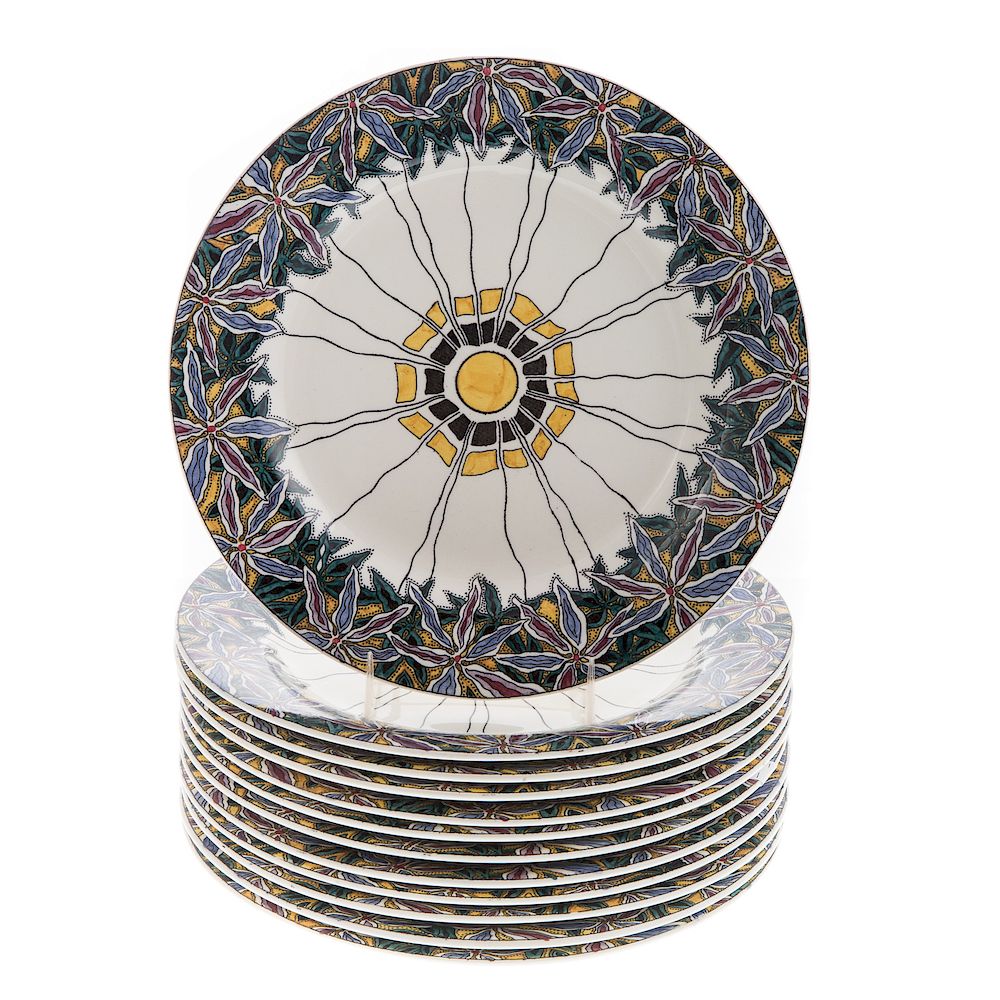 Appraisal: Wedgwood luncheon plates with stylized sunflower decoration in Diam Condition