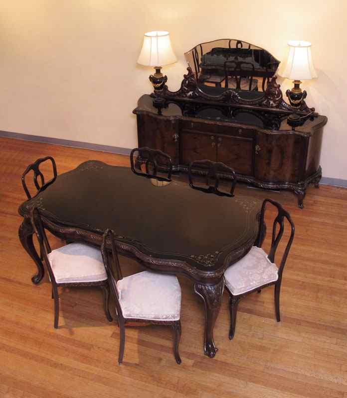 Appraisal: ART DECO ERA HOLLYWOOD REGENCY PIECE DINING ROOM SET Carved