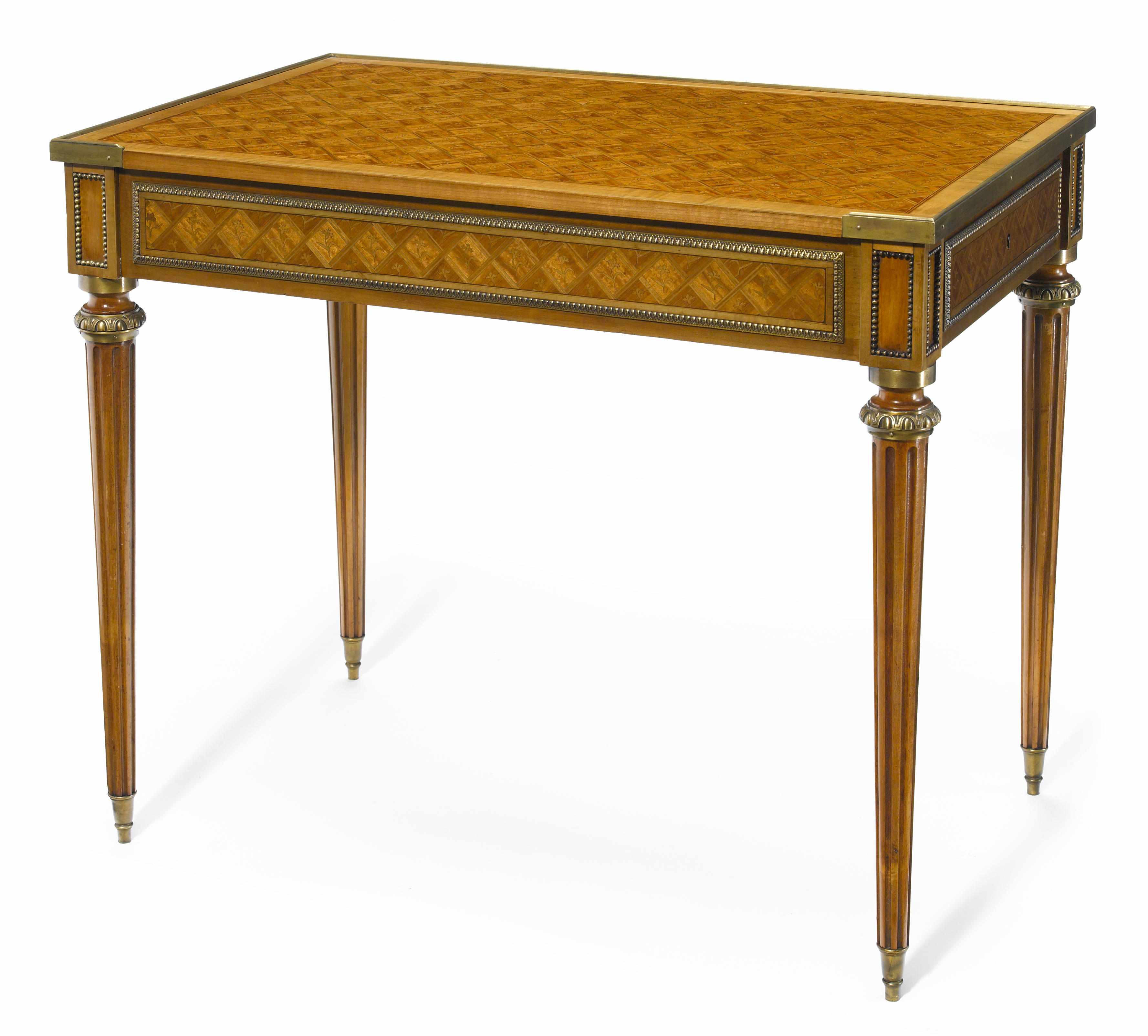 Appraisal: A Louis XVI style gilt bronze mounted bois satine table