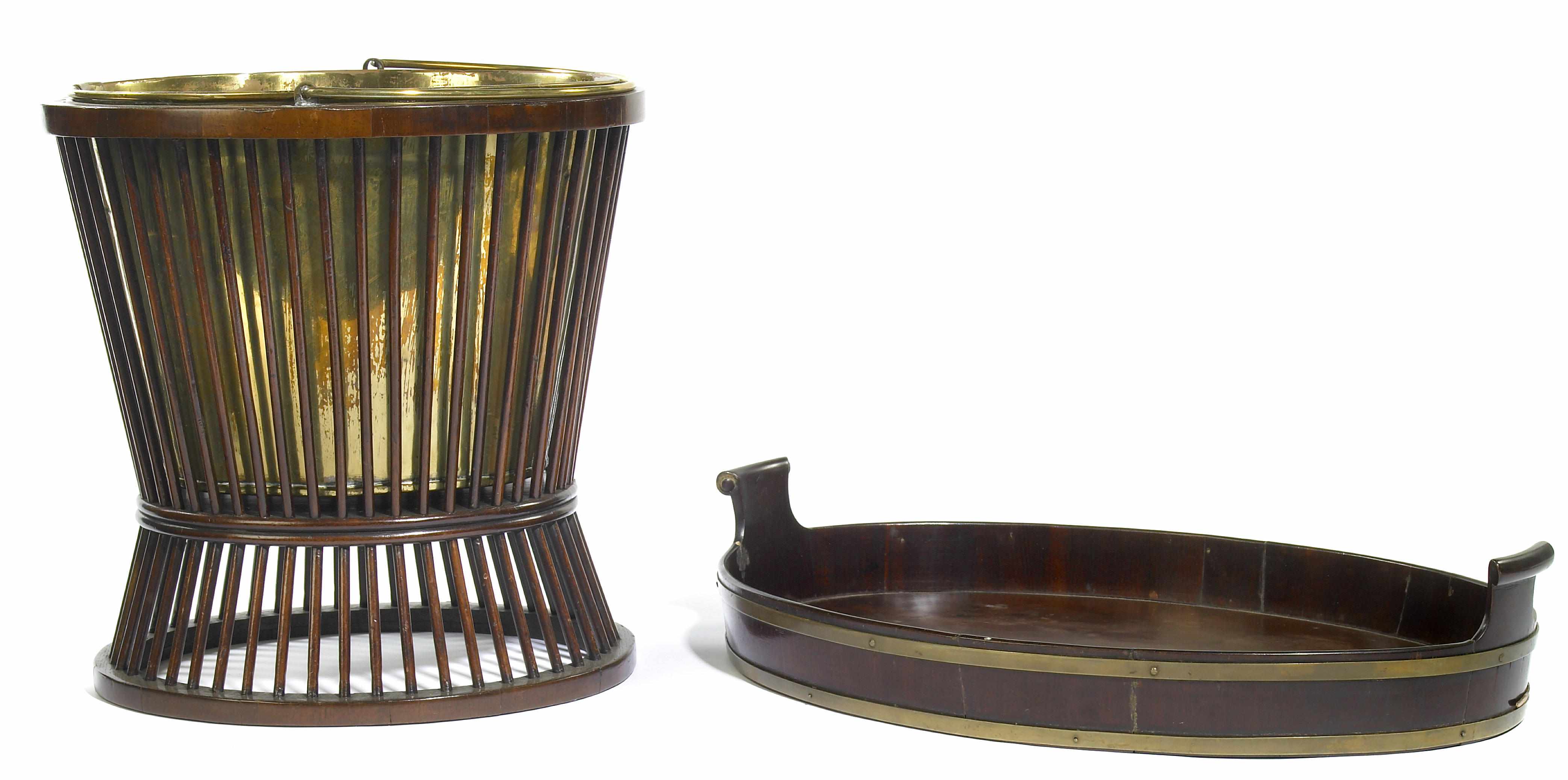 Appraisal: A George III mahogany wastepaper basket and a George III