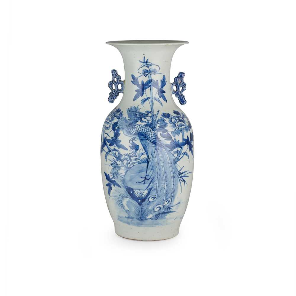 Appraisal: LARGE BLUE AND WHITE 'PHOENIX' VASE LATE QING DYNASTY-REPUBLIC PERIOD