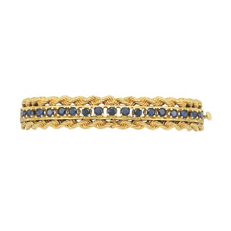 Appraisal: Gold and Sapphire Bangle Bracelet Estimate -