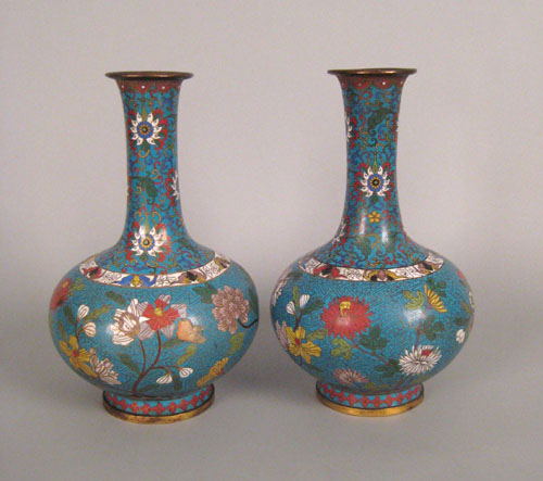 Appraisal: Pair of Chinese baluster form cloisonn vases late th c