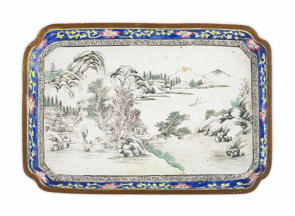 Appraisal: CANTON ENAMEL BOX AND TRAY QING DYNASTY EARLY TH CENTURY