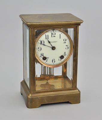 Appraisal: American Ansonia Crystal Regulator Clock Of a rectangular form gilt