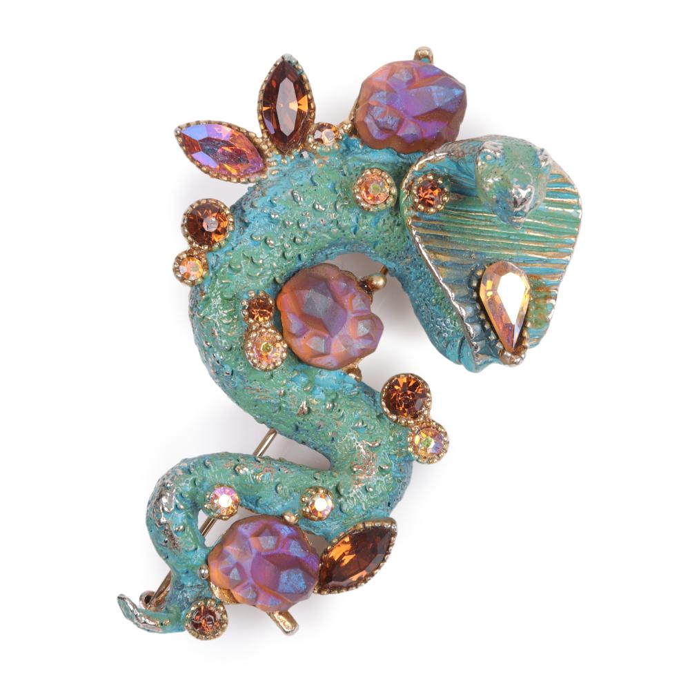 Appraisal: Har figural cobra pin brooch studded with aurora borealis marquis