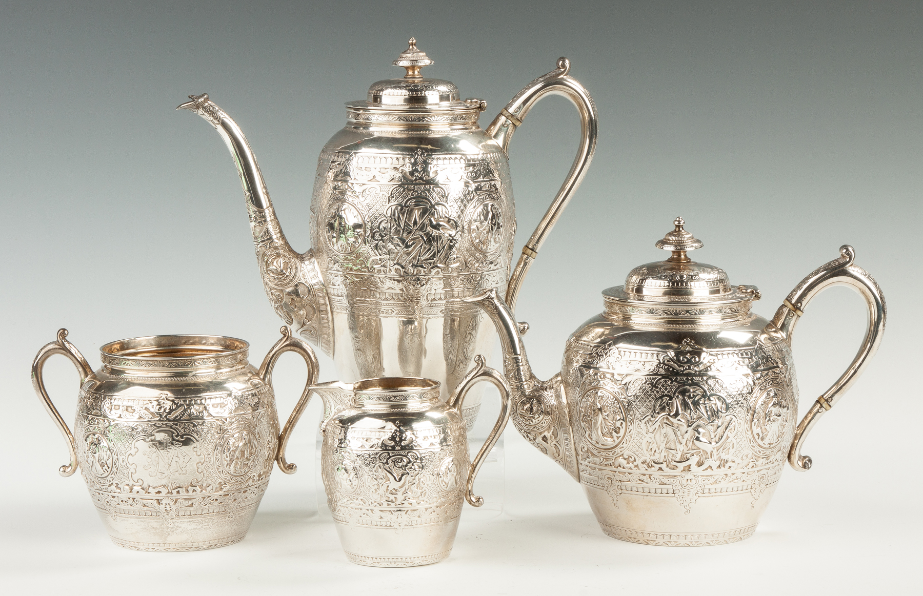 Appraisal: James Ross Glasgow English Sterling Silver -Piece Tea Set th