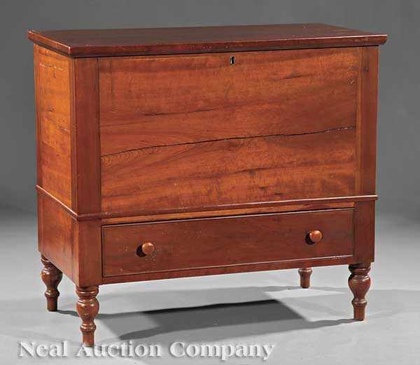 Appraisal: An American Late Federal Cherrywood Storage Chest c Southern hinged