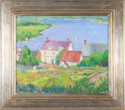 Appraisal: River house Lahaska oil on canvas x signed and titled