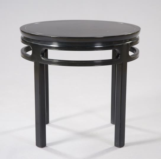 Appraisal: Oriental Ebonized Circular Side Table mid- th century the circular