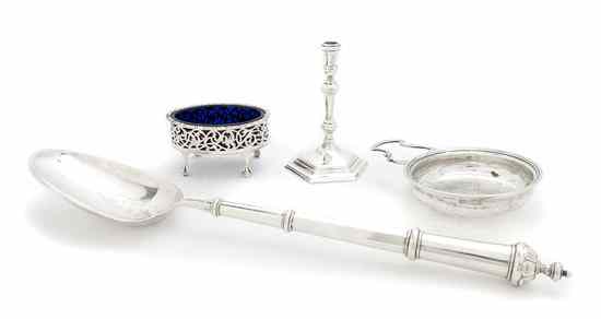 Appraisal: A Collection of English Silver Articles comprising a candlestick by