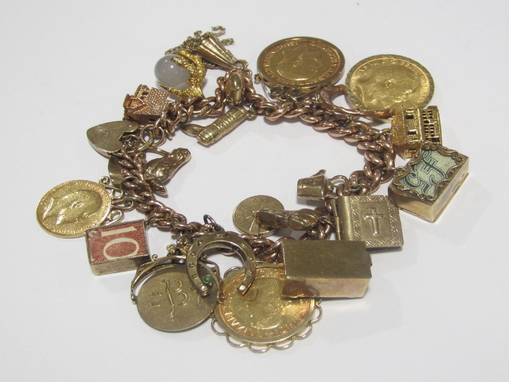 Appraisal: Nine carat gold charm bracelet with various charms to include