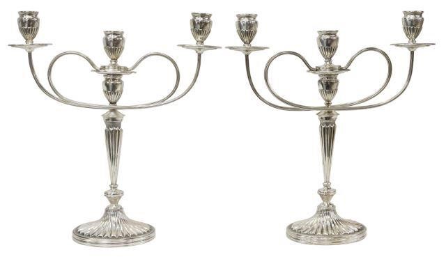 Appraisal: pair Italian silver candelabra in the Georgian taste retailed by