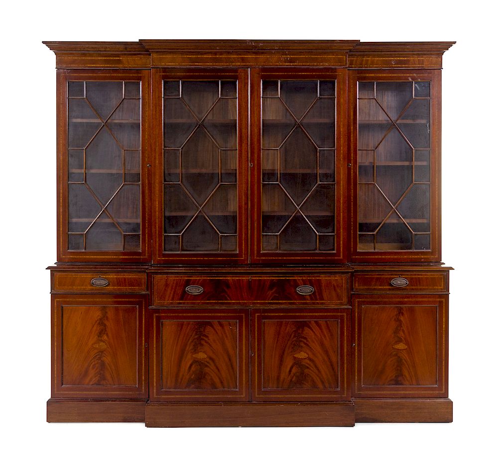 Appraisal: A George III Style Mahogany Breakfront Bookcase A George III