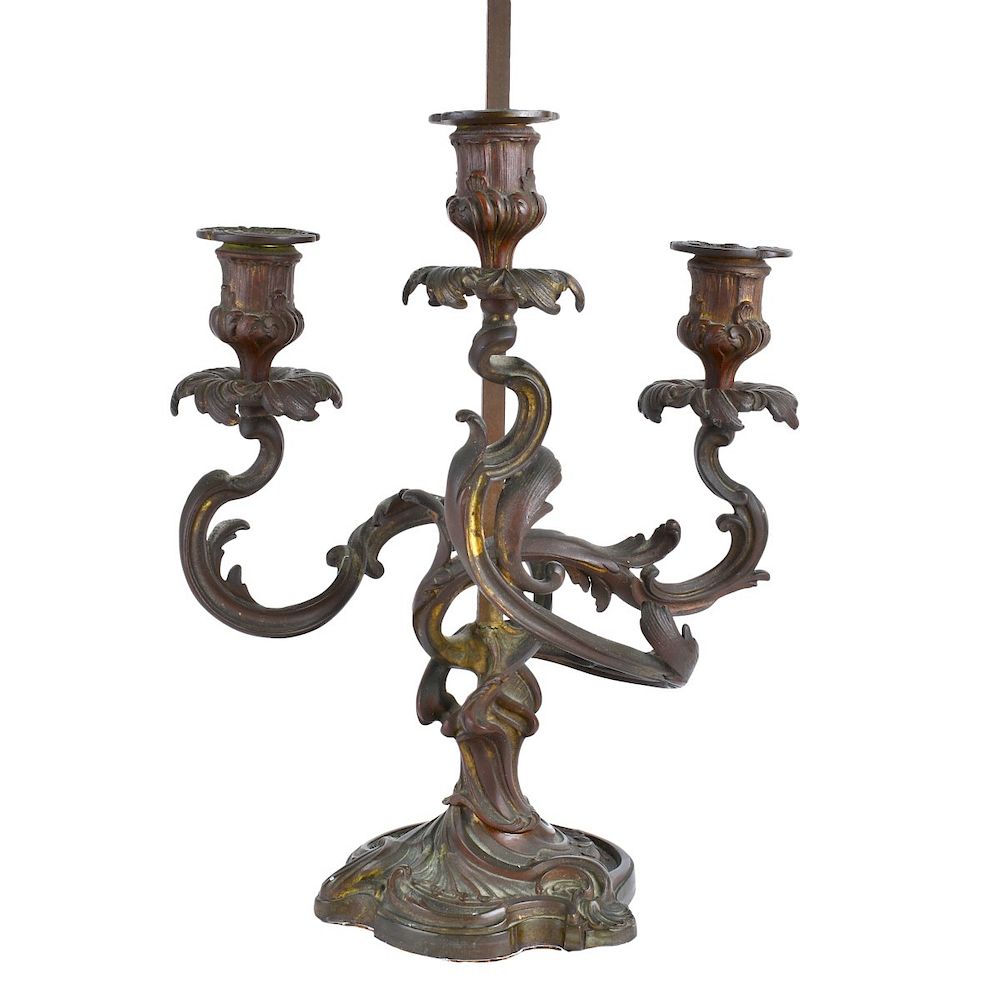 Appraisal: Louis XV Style Lamp Louis XV Style Bronze Three Light