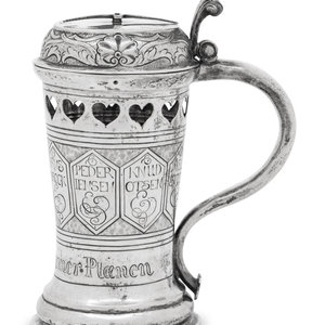 Appraisal: A Danish Silver Gaming Tankard Maker's Mark 'CLMW' th th