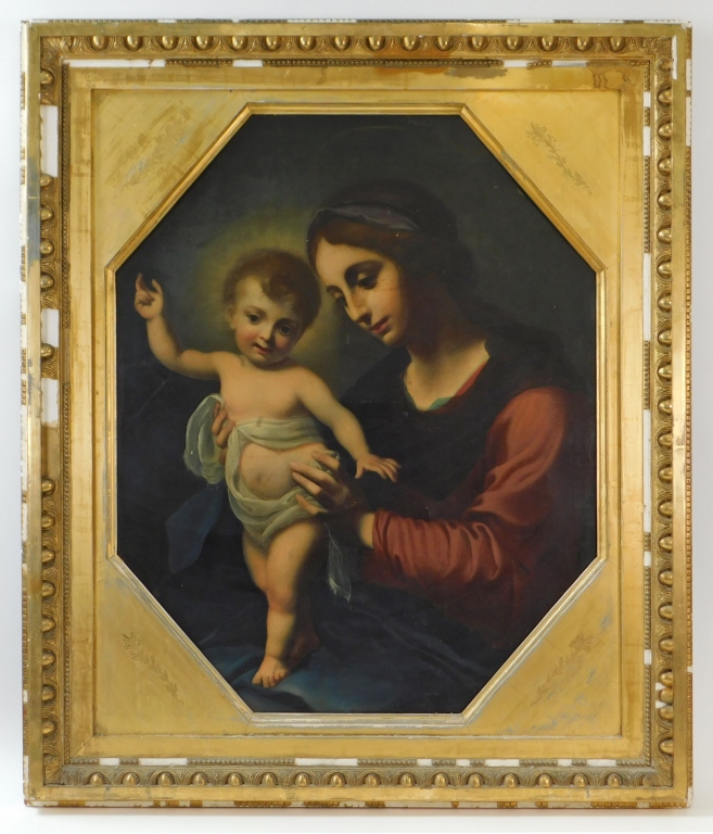 Appraisal: OLD MASTER RELIGIOUS MADONNA CHILD PAINTING United States th CenturyDepicts