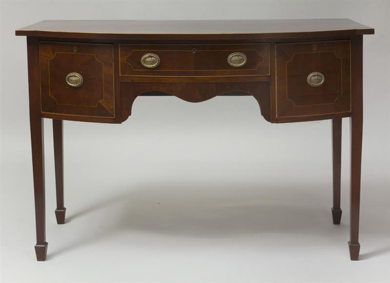 Appraisal: George III Style Inlaid Mahogany Bowed Breakfront Sideboard in x