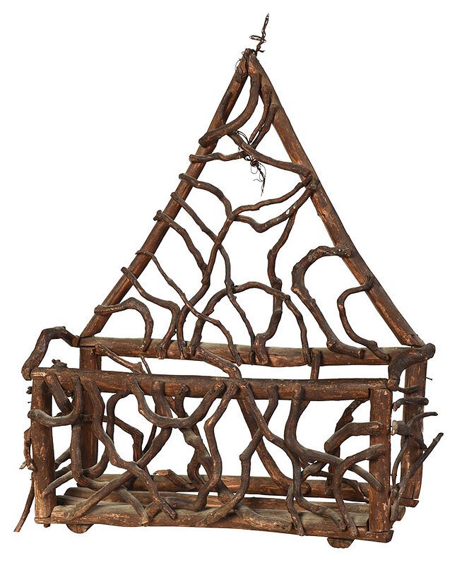 Appraisal: Rustic Root Decorated Hanging Rack American early th century possibly