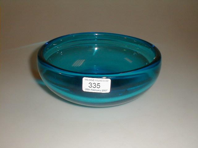 Appraisal: A Whitefriars heavy turquoise studio bowl dia