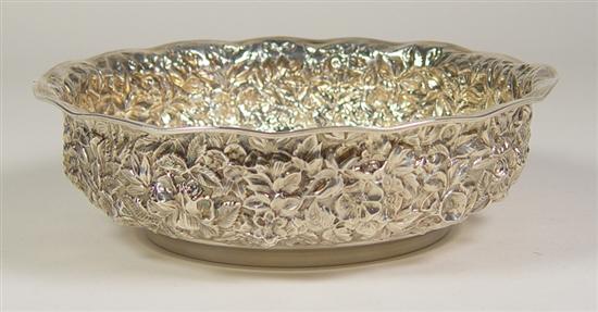 Appraisal: Sterling Repousse Center Bowl th Century Heavy repoussed flowers Marked