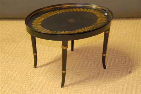 Appraisal: ENGLISH TOLEWARE OVAL TRAY CA Gilt leaf decorated on later