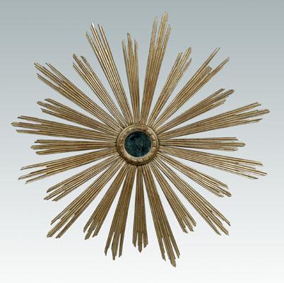 Appraisal: Carved silver gilt sunburst mirror carved and gilt rays centering