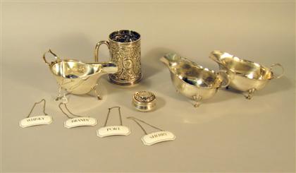 Appraisal: Group of English sterling silver table articles various dates and