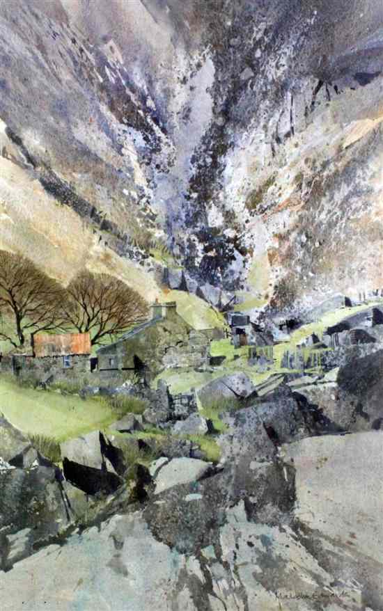 Appraisal: Malcolm Edwards RCA watercolour 'Shattered Mountainside near Corris' signed label