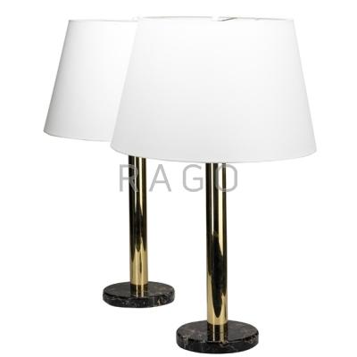 Appraisal: NESSEN STUDIOS Pair of marble and brass table lamps s