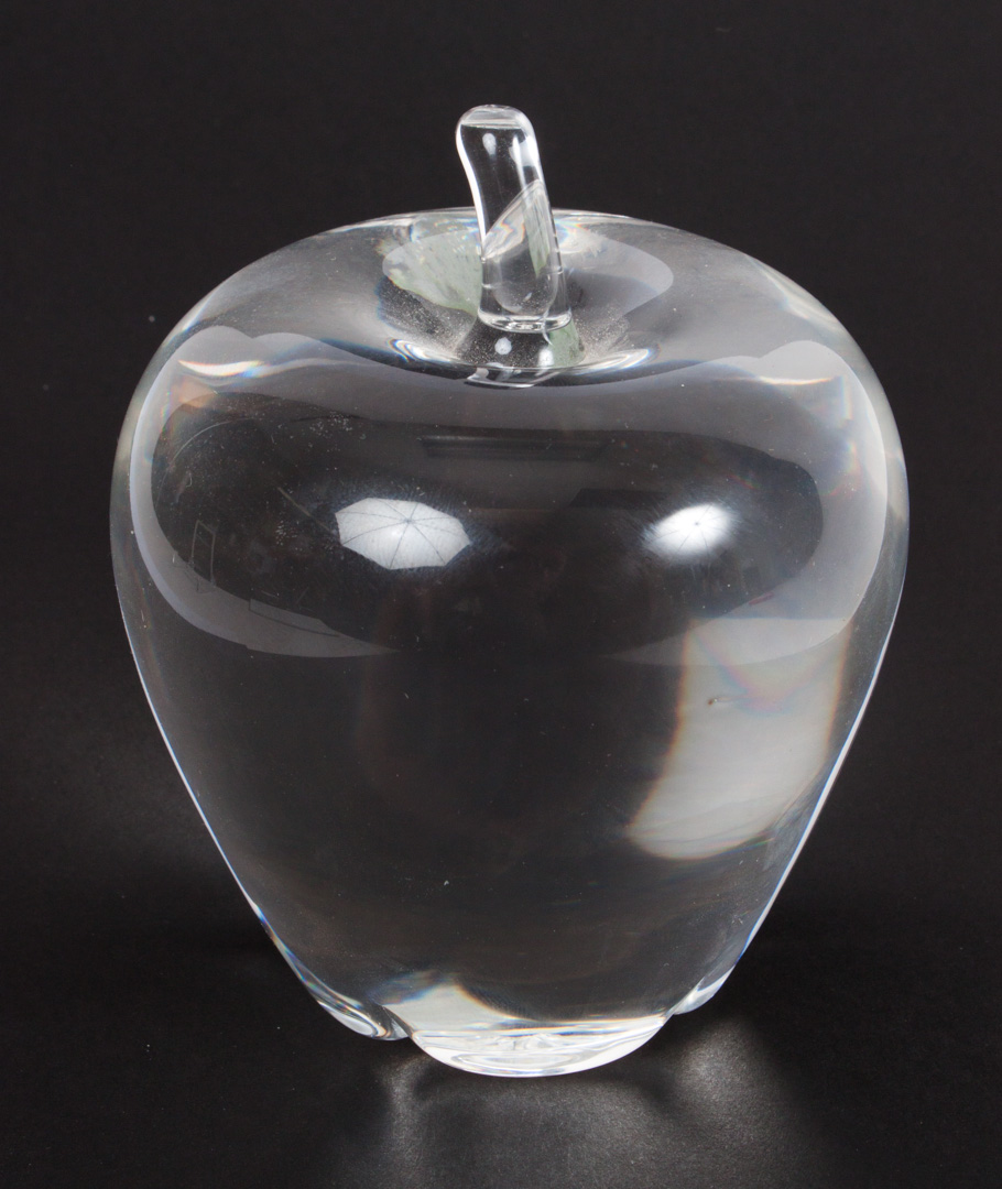 Appraisal: Steuben crystal apple etched mark in H