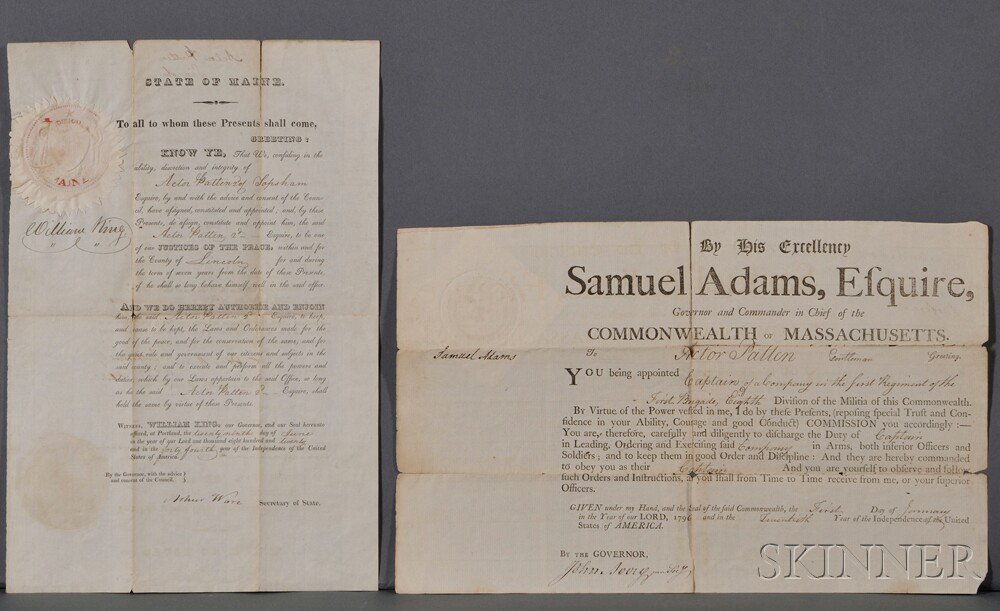 Appraisal: Adams Samuel - Printed Document Signed January Single page partially