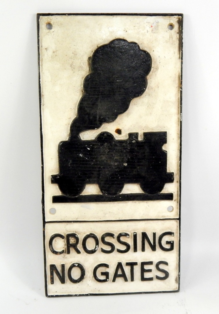 Appraisal: An enamel railway sign Crossing No Gates cm x cm