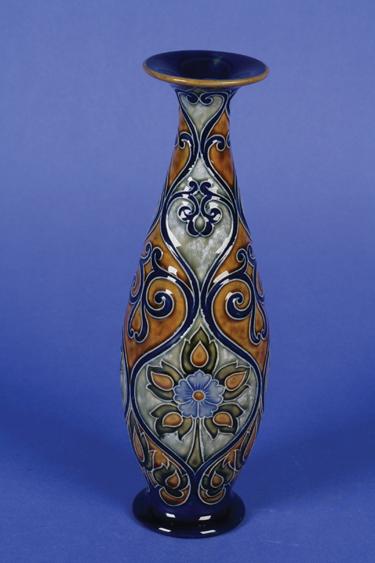 Appraisal: FRANCIS POPE A ROYAL DOULTON STONEWARE VASE of slim tapering