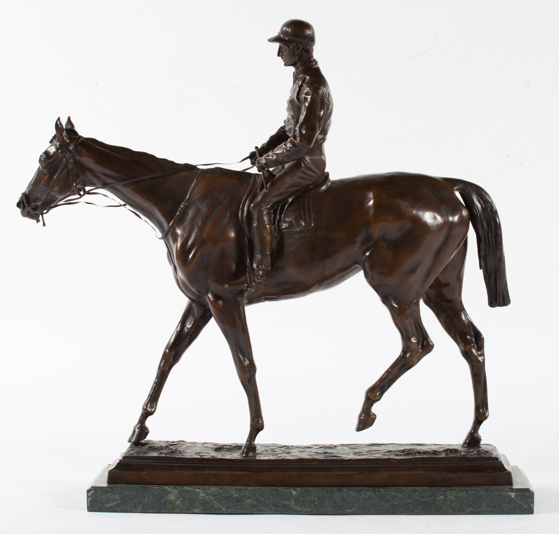 Appraisal: After Isadore Bonheur Horse and Jockey bronze mounted on marble