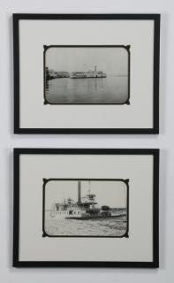 Appraisal: Framed photos Hudson River steamers Pair of late th or